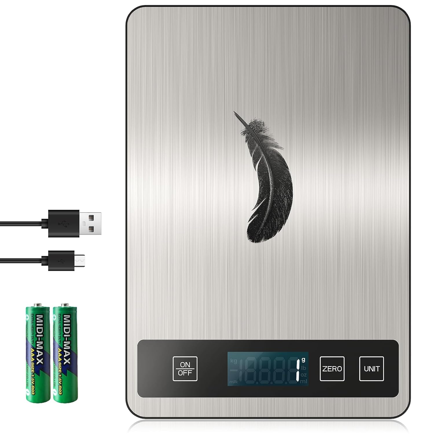 Detalle de izeyu K003 digitale keukenweegschaal, 15 kg, nauwkeurig tot 1 g, USB-C