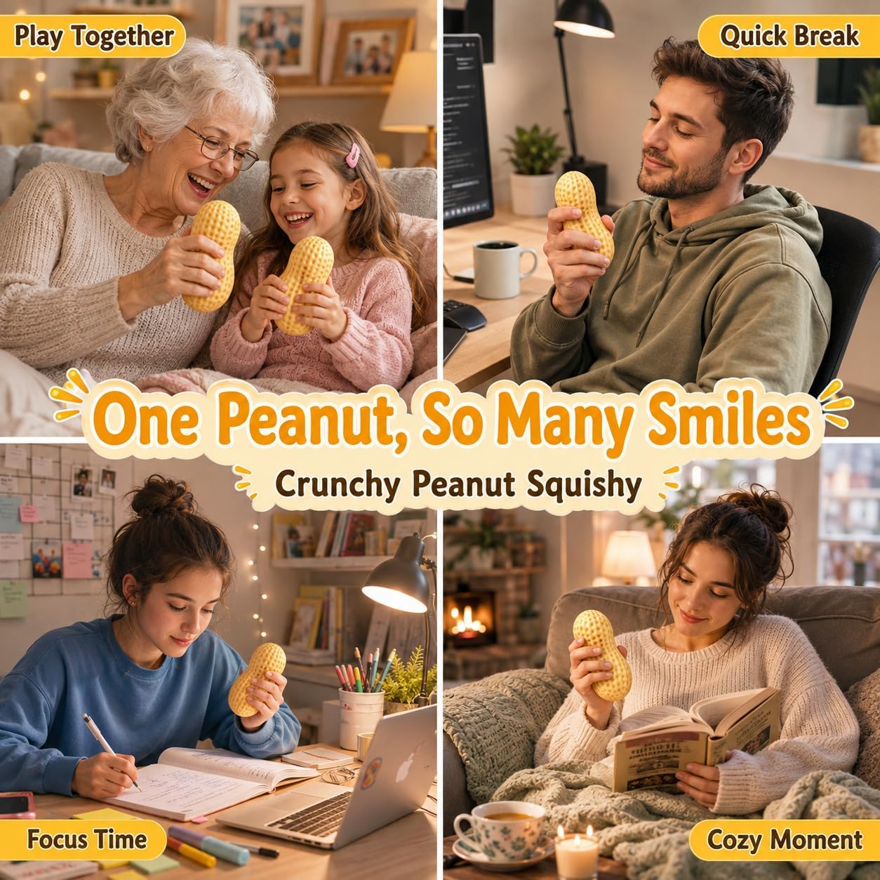 Detalle de WAZNFYV 3-Pack Crunchy Squishy Toys, Mango, Peanut & Soap Shapes
