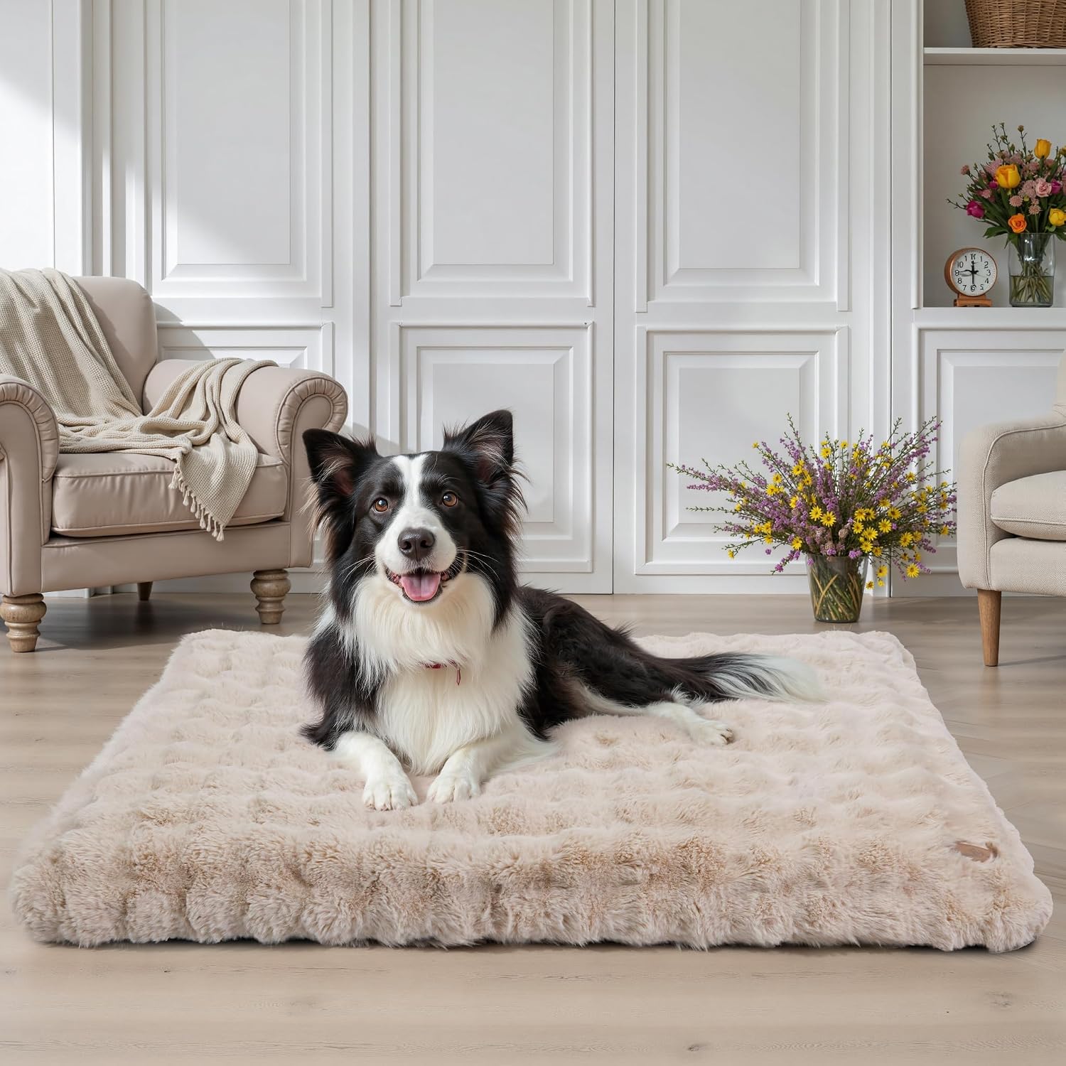 Thumbnail 6 de BingoPaw Extra Large Calming Dog Bed (105x70x12 cm) with Washable Cover and Anti-Slip Bottom