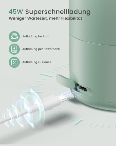 Thumbnail 8 de Chunyee Tragbarer Flaschenwärmer Baby – 100W Schnellaufheizung, kabellos, 500 ml, USB-C, BPA-frei, hellgrün
