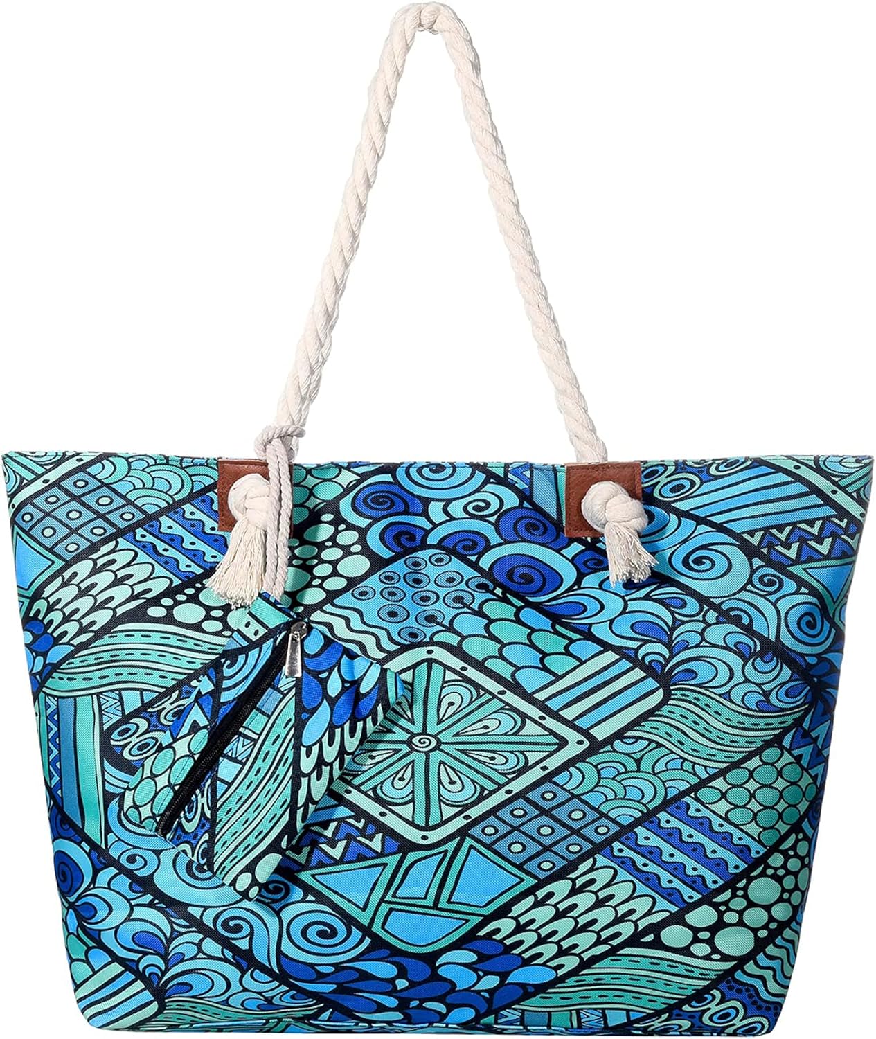 Detalle de DonDon Strandtasche mit Reißverschluss XXL – robuste Badetasche für Strand & Meer