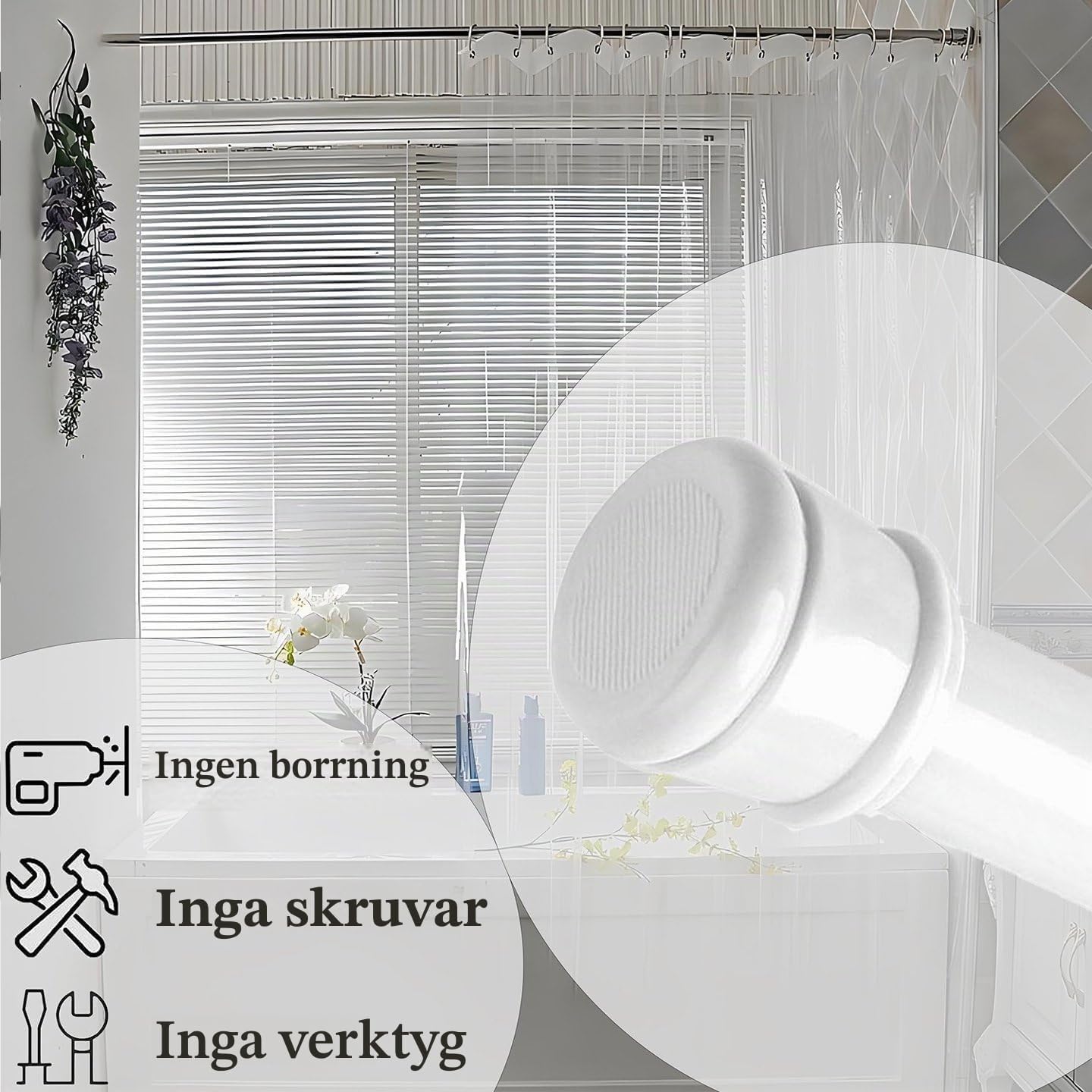 Thumbnail 3 de Rod&Trikin teleskopisk spänningsstång i rostfritt stål, silverfärgad