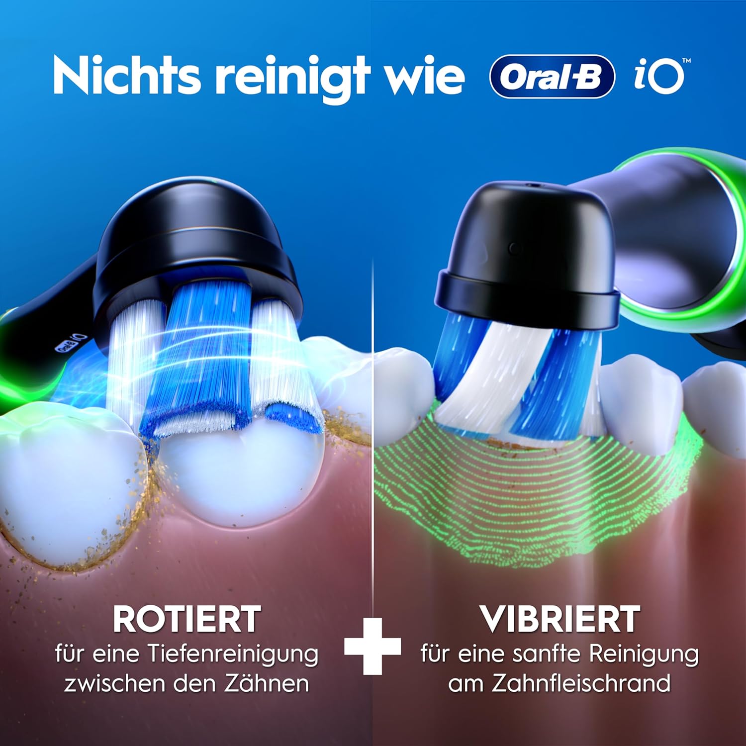 Detalle de Oral-B iO Series 3 Elektrische Zahnbürste – Doppelpack (2 Aufsteckbürsten) von Braun, getestet von Stiftung Warentest