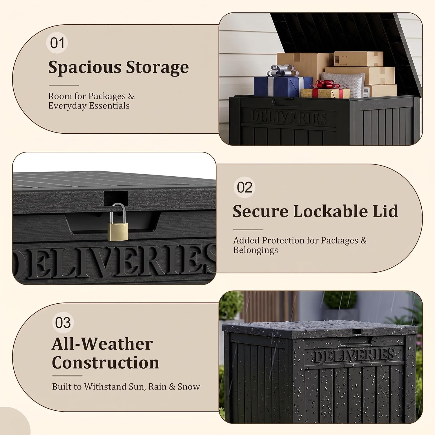 Detalle 2 de Outdoor Package Delivery Box, 90-Gallon