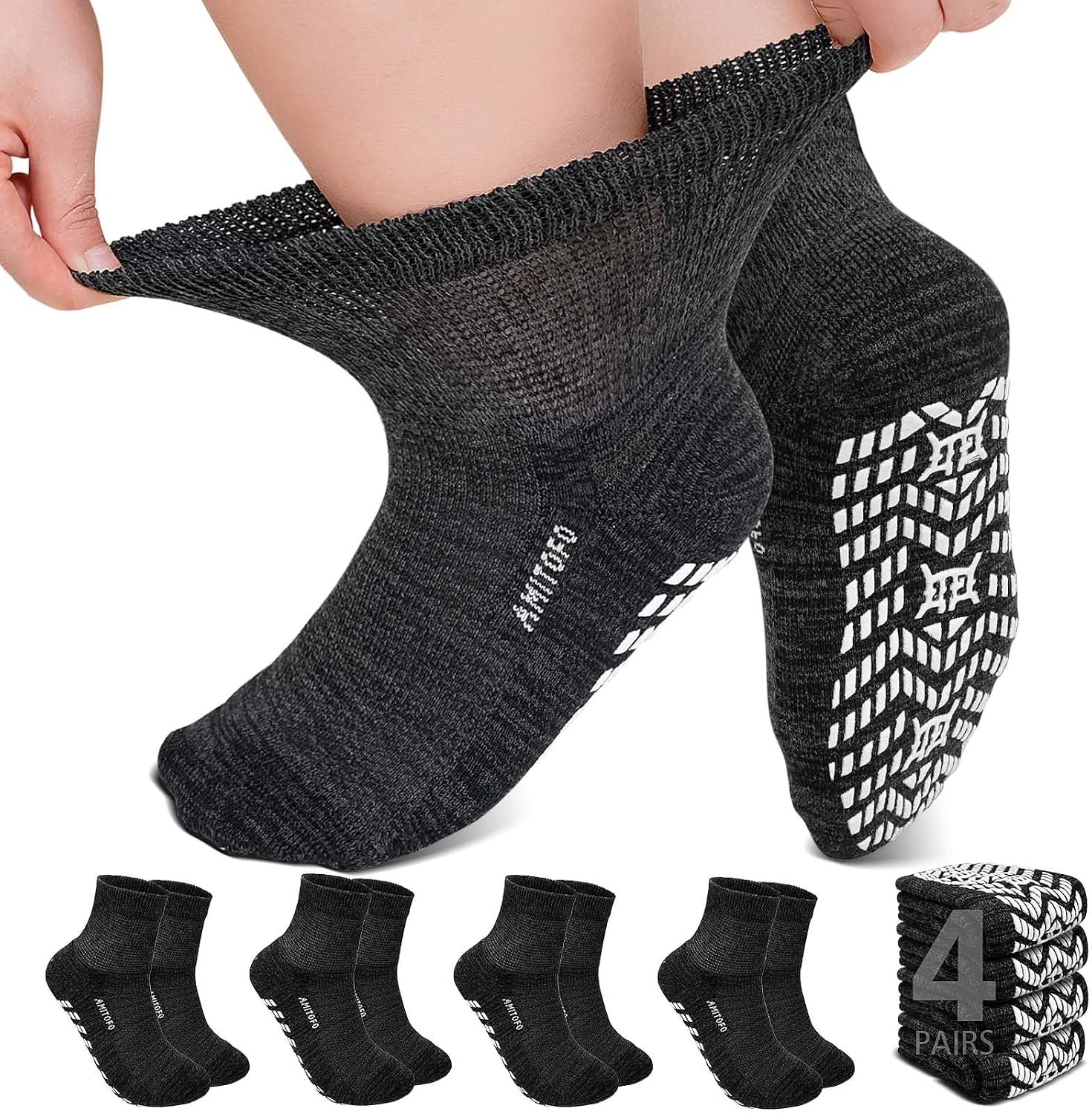 Detalle de ZFSOCK Diabetic Non-Slip Bamboo Socks for Women