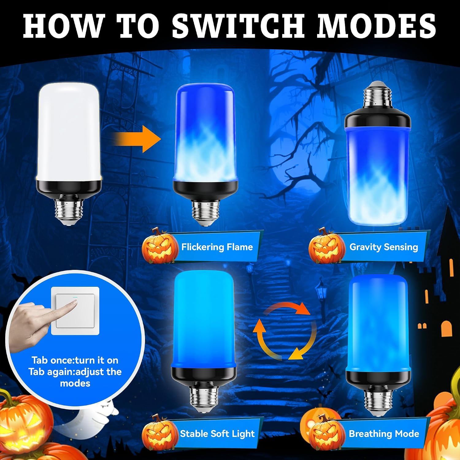 Detalle 2 de Hyrion Blue LED Flame Bulb, E26 Base