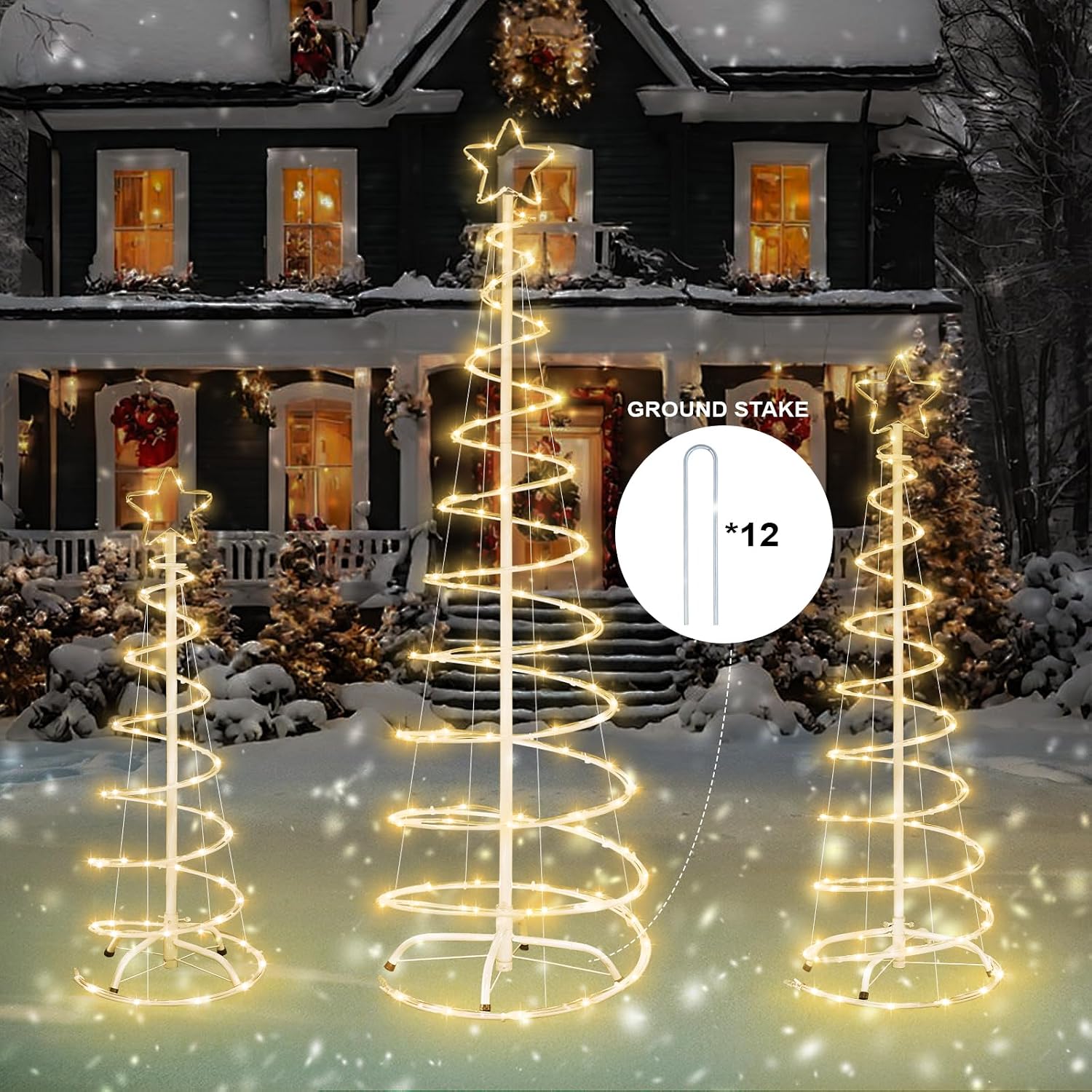 Detalle de FLAGLY 778 Lighted Christmas Spiral Trees, 3/4/5 ft, Warm White LEDs
