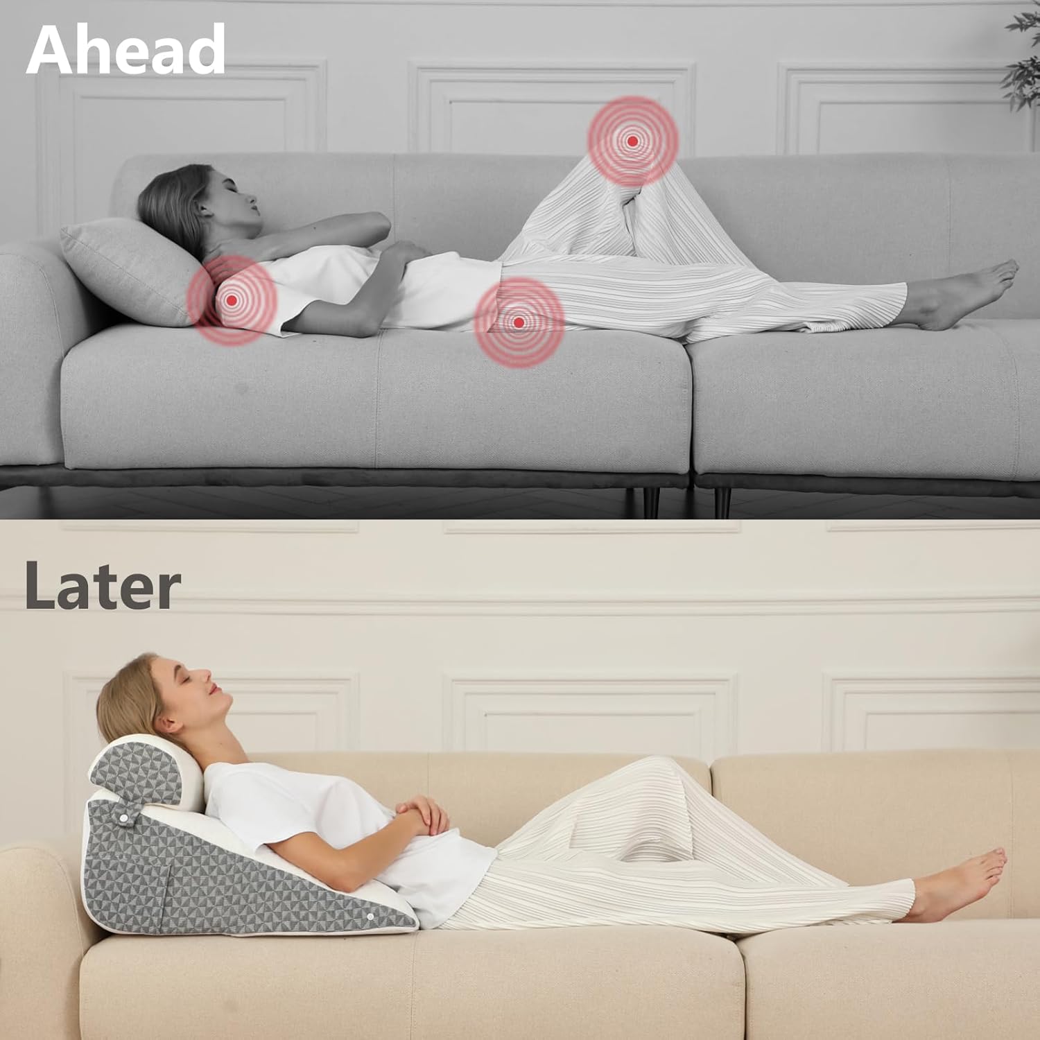 Thumbnail 2 de JORNH 3pcs Wedge Pillow Support Cushion: Memory Foam Incline Bed Wedge for GERD, Snoring, Back and Leg Pain