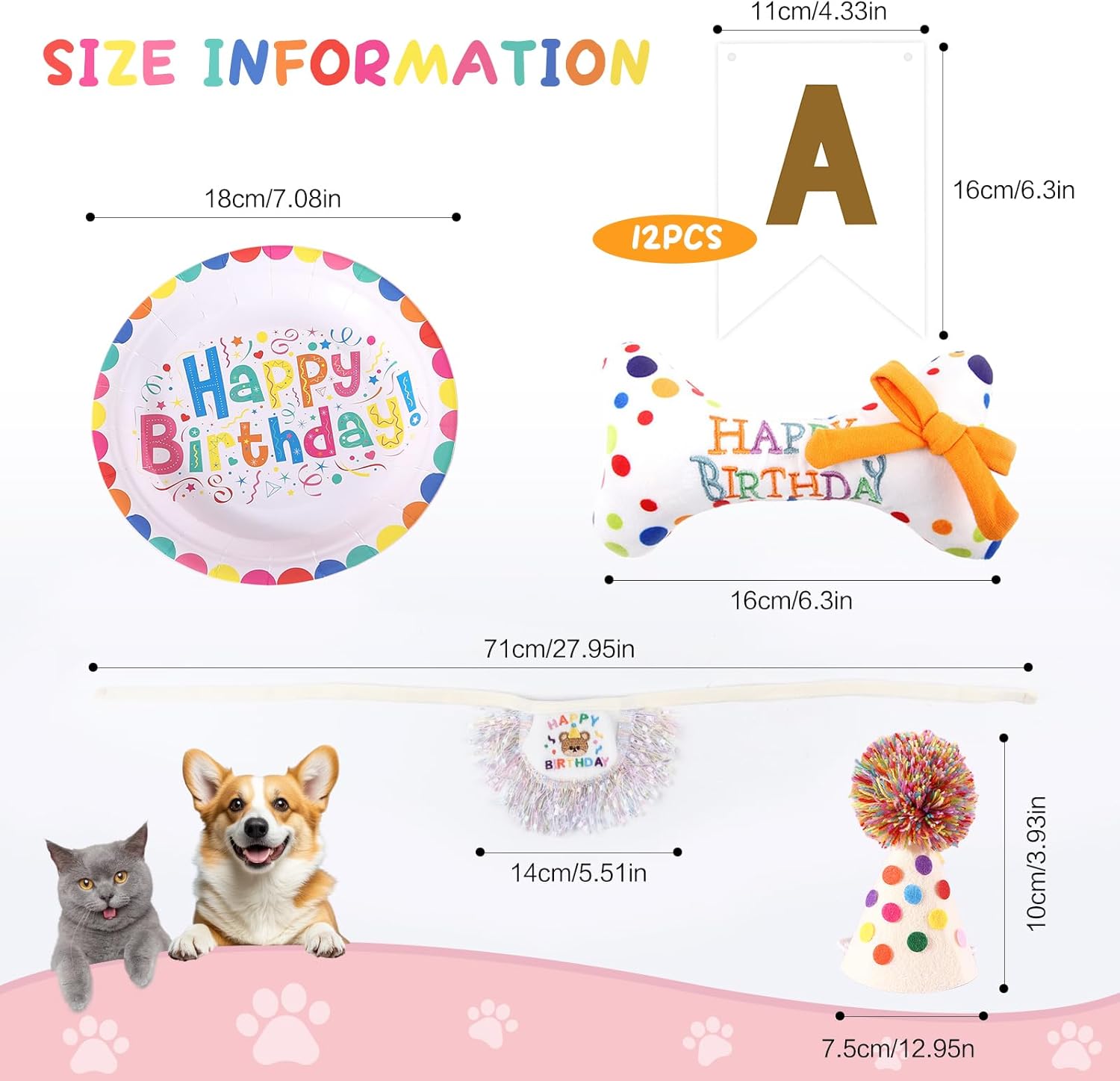 Thumbnail 1 de La Desire Pet Birthday Decorations Kit: Dog Birthday Party Set with Hat, Bib, Toy, Cake Plate & Banner