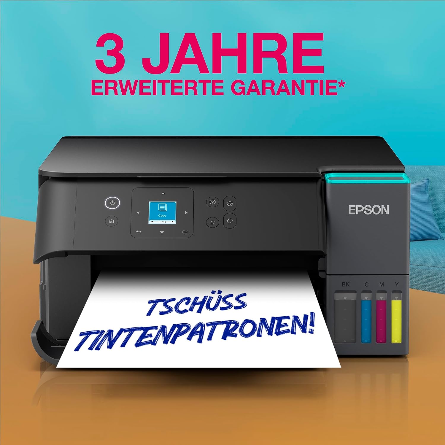 Detalle de Epson EcoTank ET-2955 Tintentankdrucker – WLAN, Duplex, A4, inklusive Tinte für bis zu 3 Jahre
