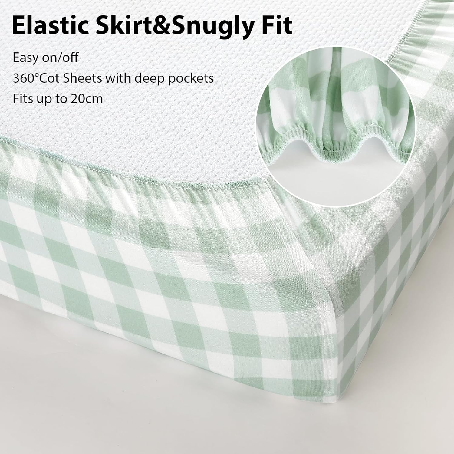 Thumbnail 4 de FIEMOL Cot Bed Sheets 140 x 70cm fitted (3-pack) in Green Forest Bear print