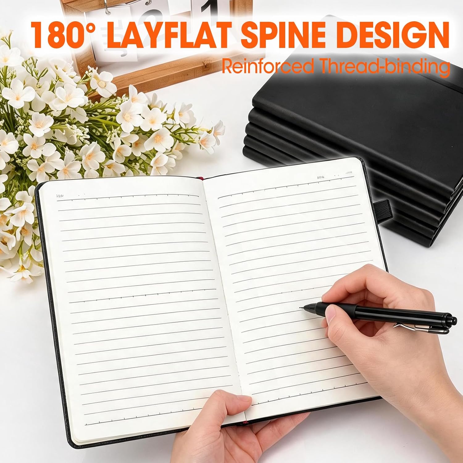 Detalle 1 de BGUP A5 Hardcover Journal and Pen Set, 20-Pack, Faux Leather, 136 Pages