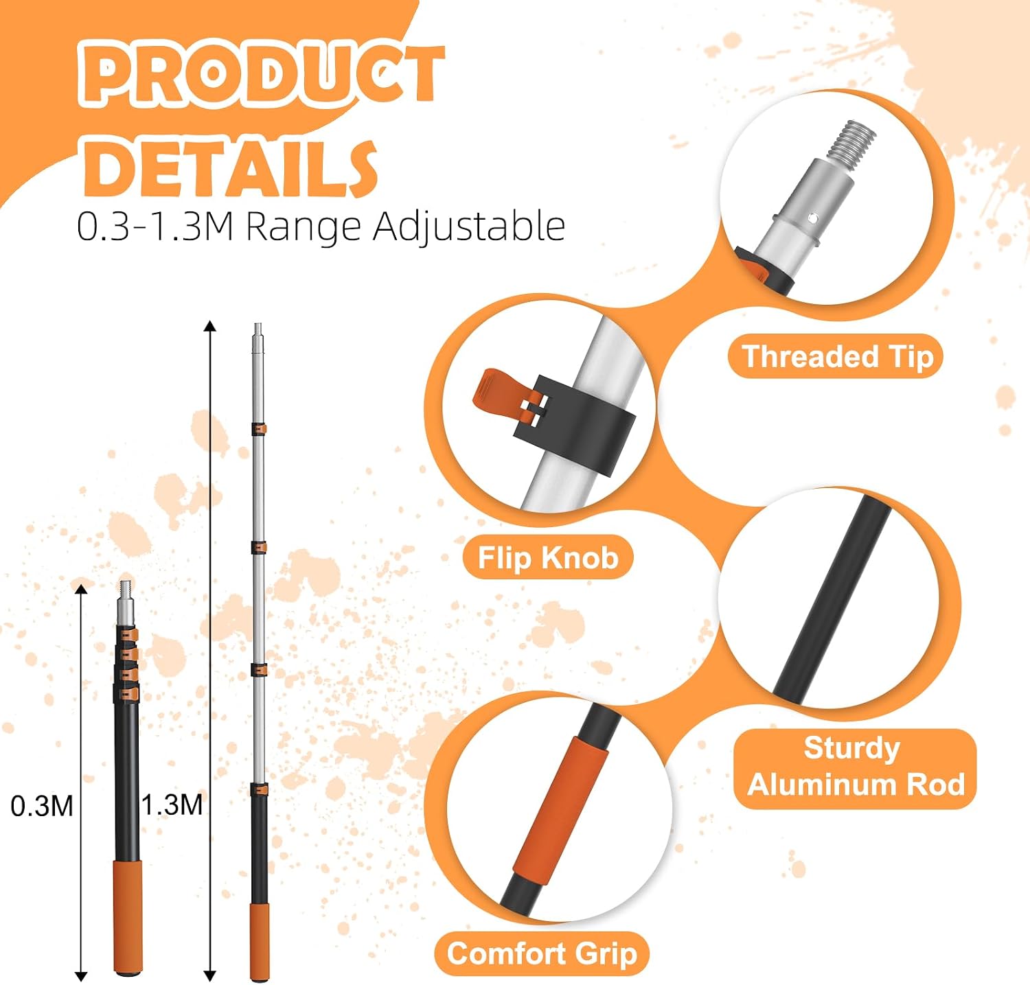 Thumbnail 6 de LAANPOLE 27-Piece Paint Roller Set: 23cm & 10cm Rollers with Extendable Pole for Walls, Ceilings and More