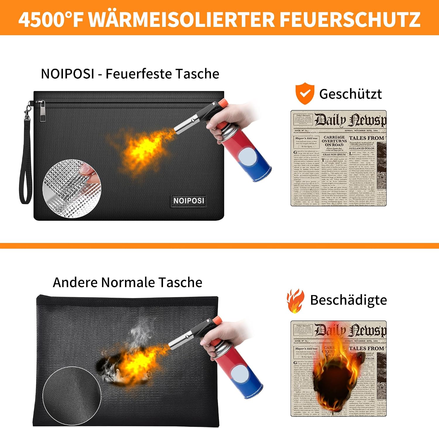 Thumbnail 2 de Noiposi 2er Set Feuerfeste Tasche 36x26,5 cm