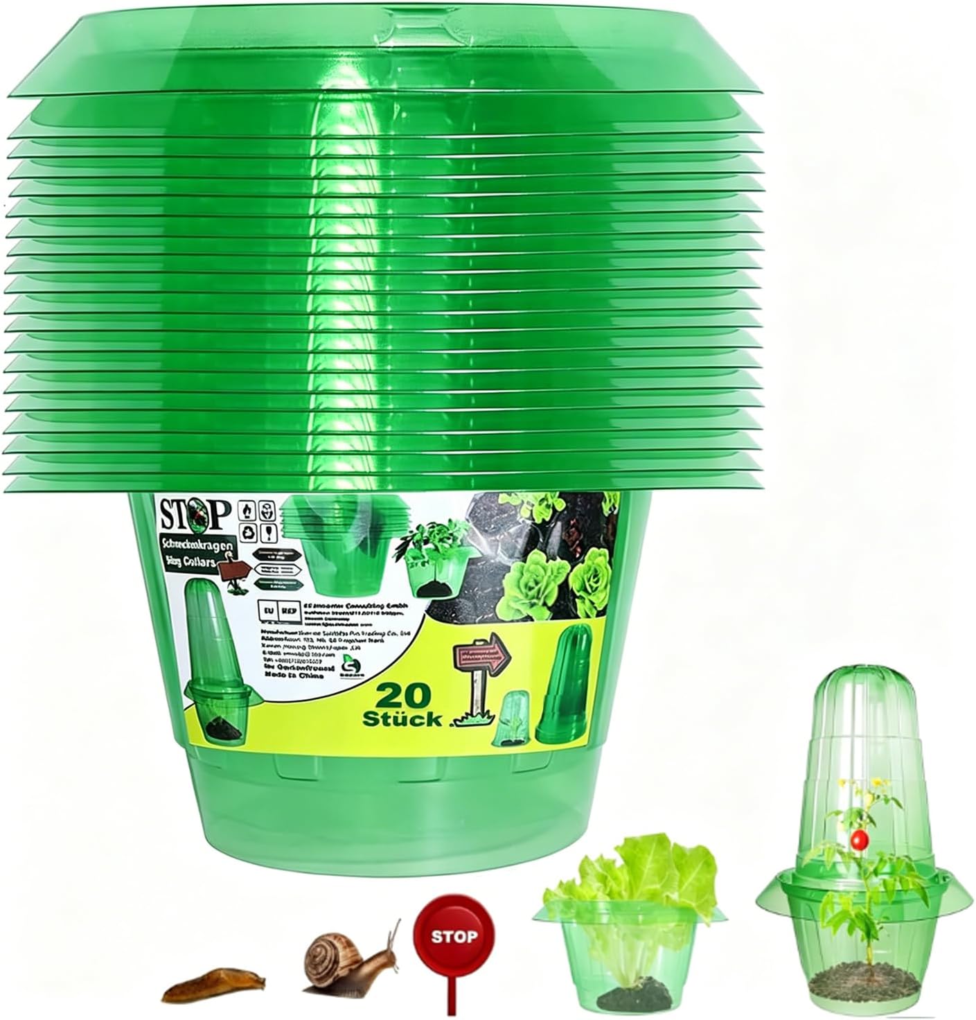 Smaxcn Schneckenkragen (Mittelgroß), 20er-Set – Schneckenschutz für junge Pflanzen, auch als Mini-Treibhauselement