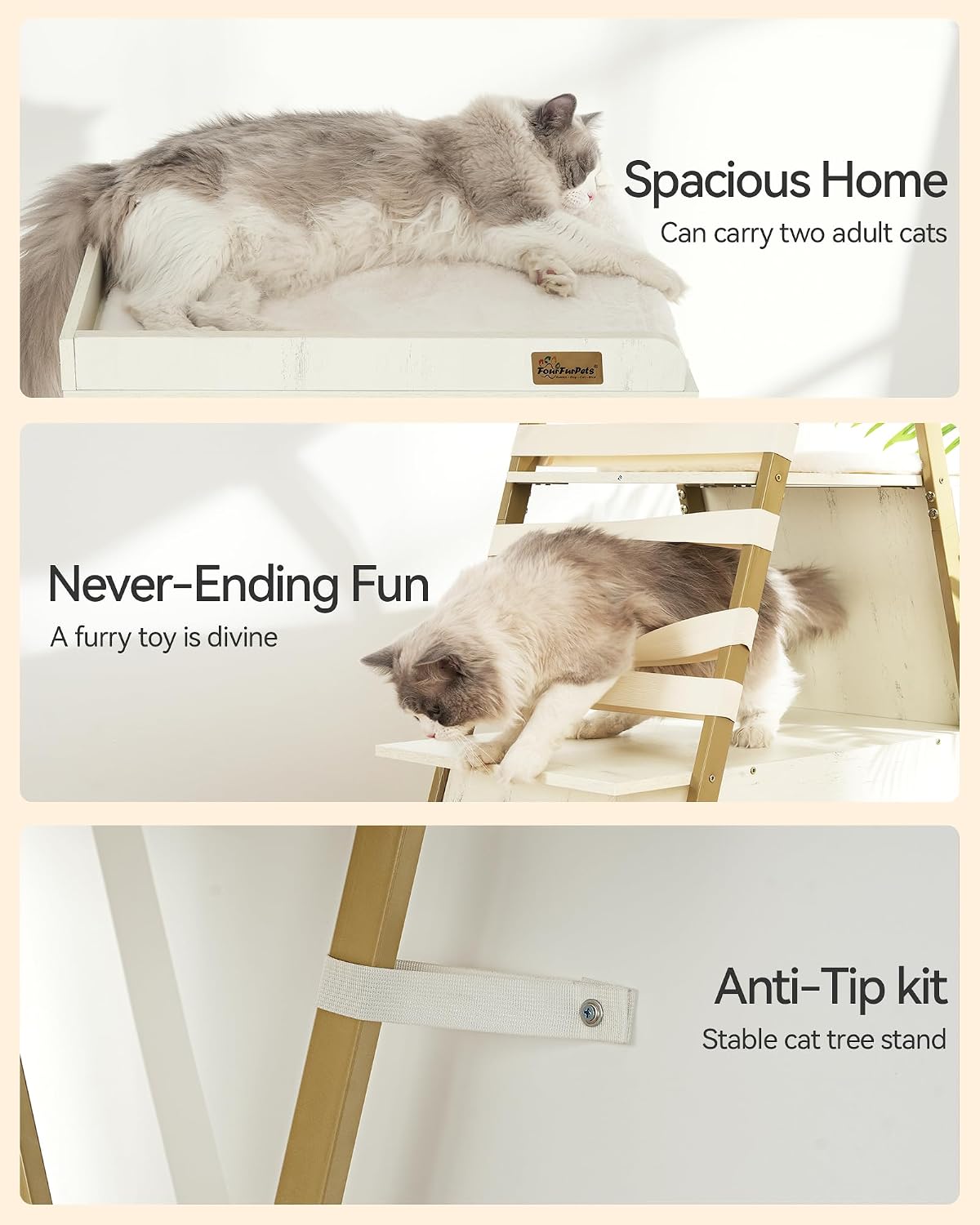 Detalle de FourFurPets Katzenbaum 184 cm für mehrere Katzen