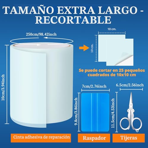 Detalle de Parches piscina bajo agua AHIKY: kit de reparación con cinta adhesiva de 10 cm x 250 cm
