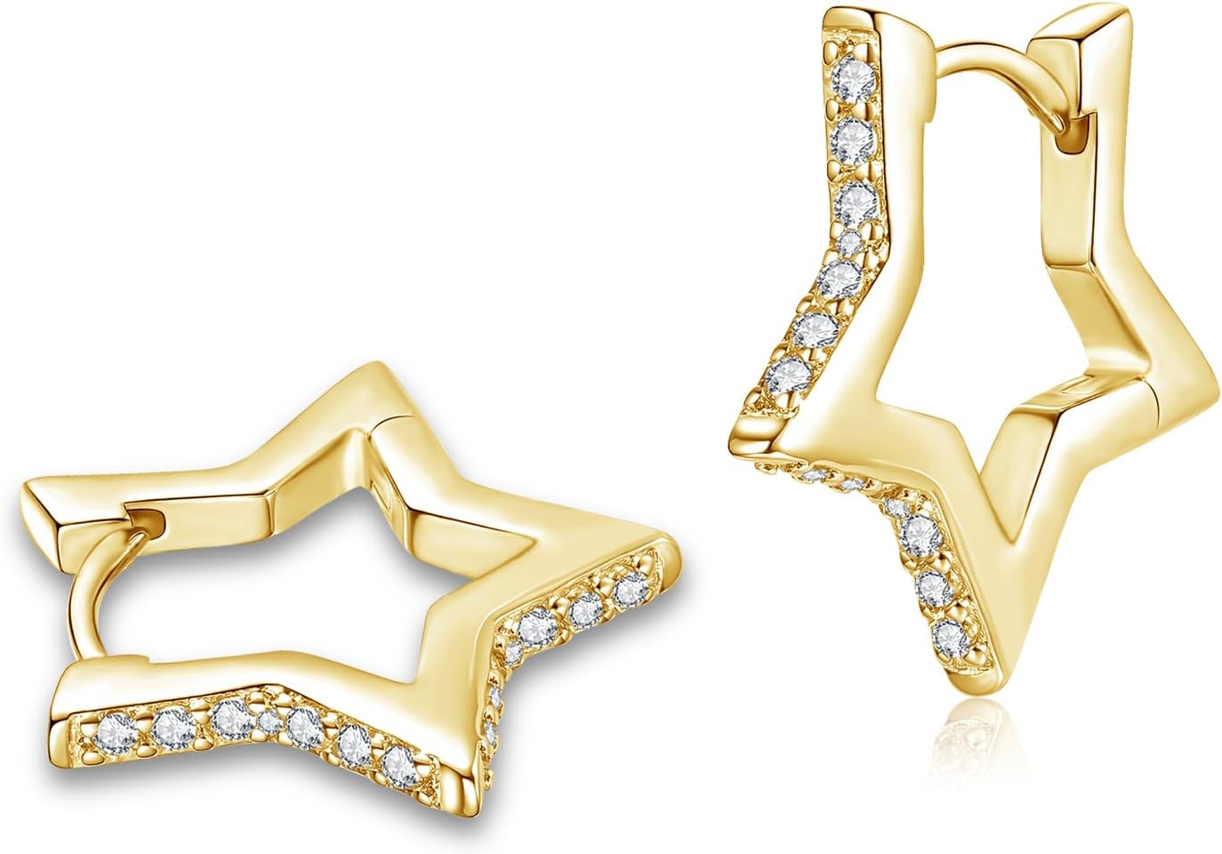 Thumbnail 6 de Estrellique 925 Sterling Silver Hoop Earrings with Zirconia – Geometric Heart/Star/Triangle Shapes
