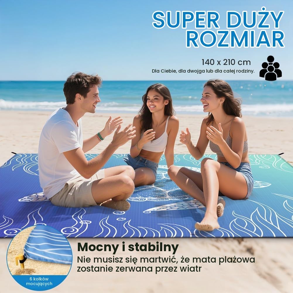 Thumbnail 6 de Ainiv koc plażowy 140 × 210 cm, składany, wodoodporny i odporny na piasek