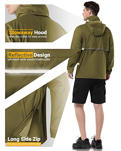 Detalle de Outdoor Ventures Men's Waterproof Rain Jacket Packable Hooded Pullover