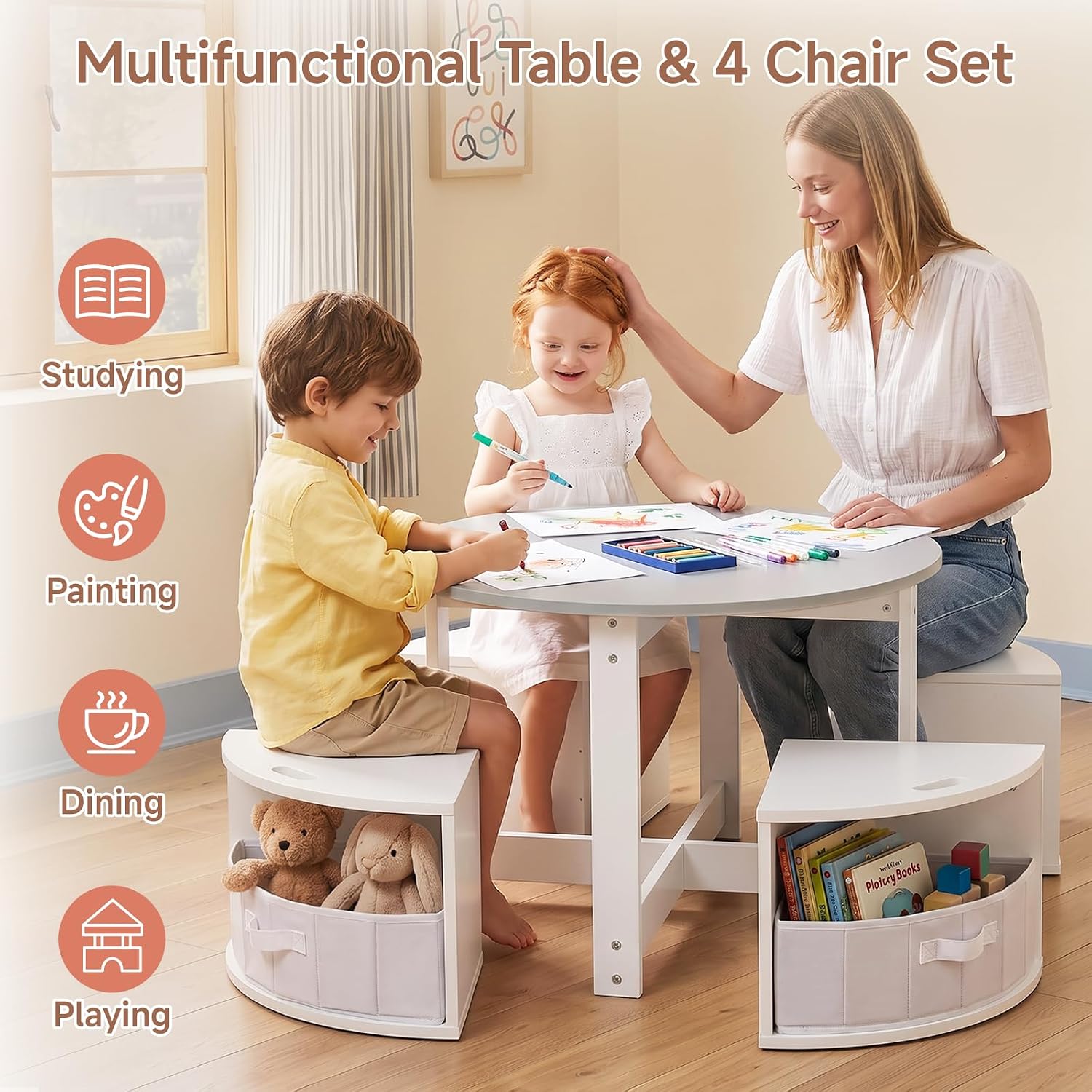 Detalle 1 de INFANS Kids Table and Chair Set, Wooden