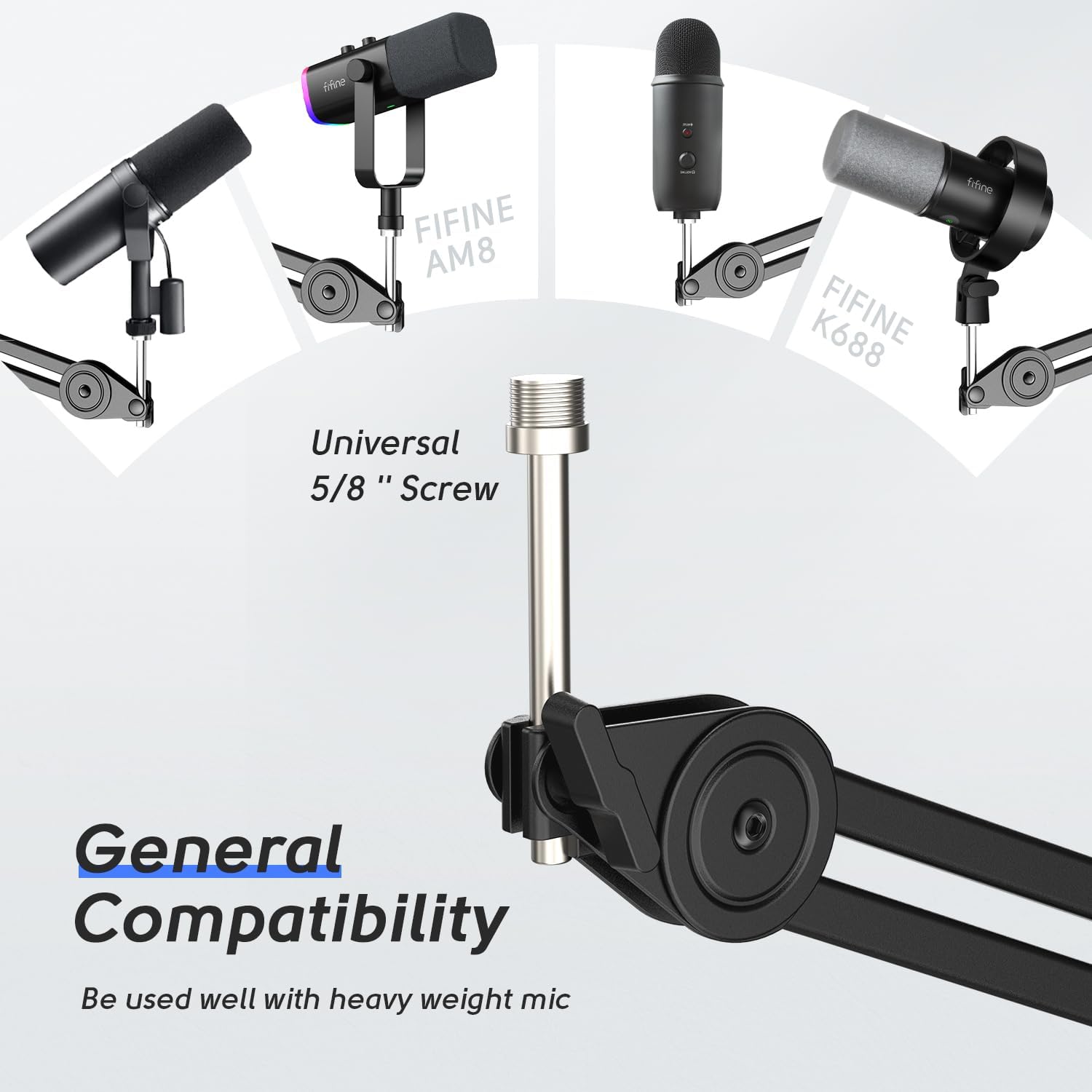 Detalle de FIFINE BM63 Heavy-Duty Microphone Boom Arm with Adjustable Scissor Stand