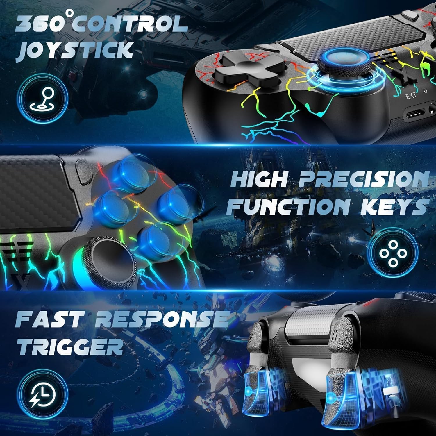 Thumbnail 1 de Suoxiom Wireless Controller for P4 (P4 Pro, P4 Slim) & PC with Bluetooth, Touch Panel, 3.5mm Audio Jack and Vibration