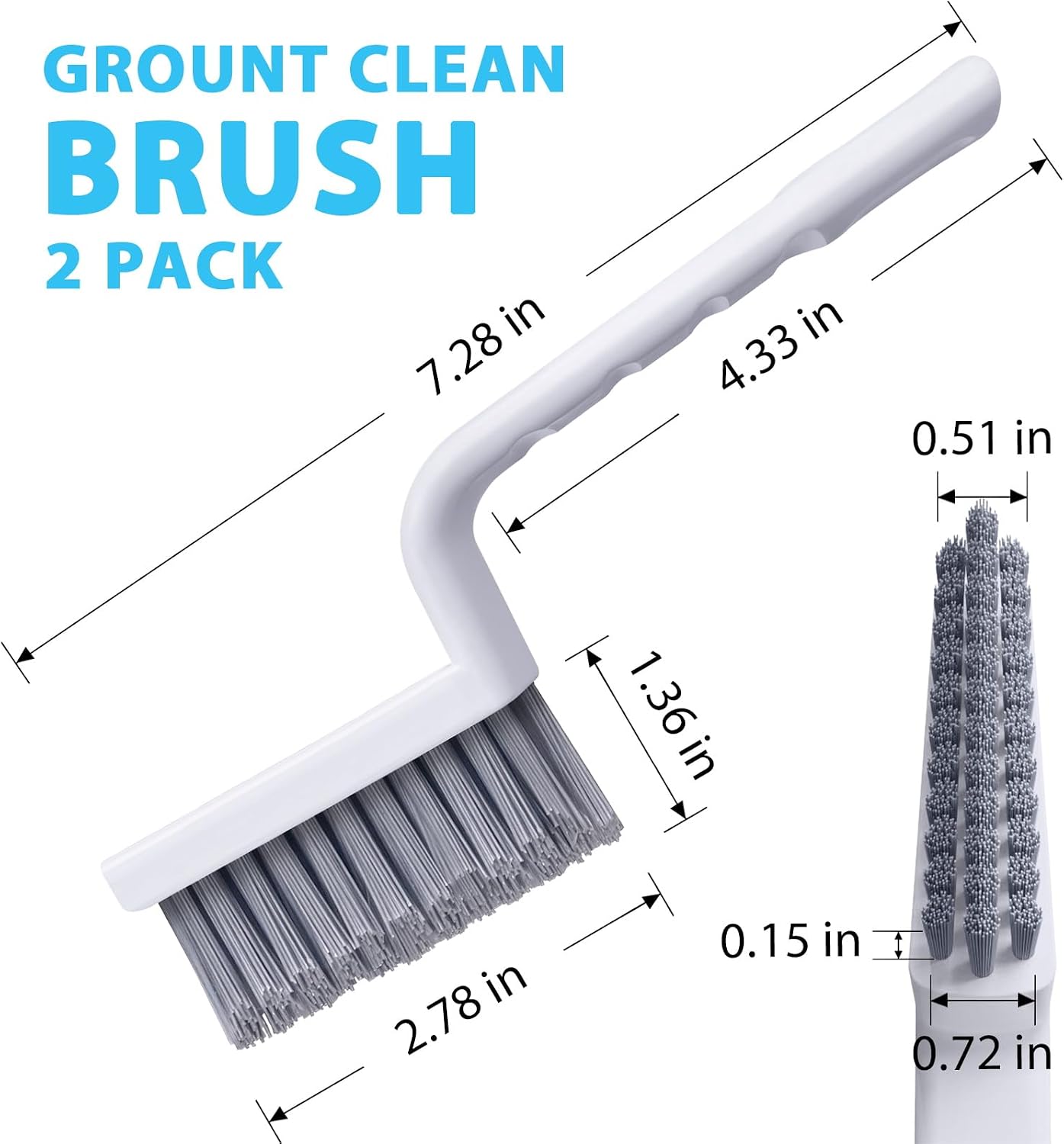 Thumbnail 6 de Lumkew V-Shape Grout Cleaning Brush Set, 2-Piece with Stiff Bristles