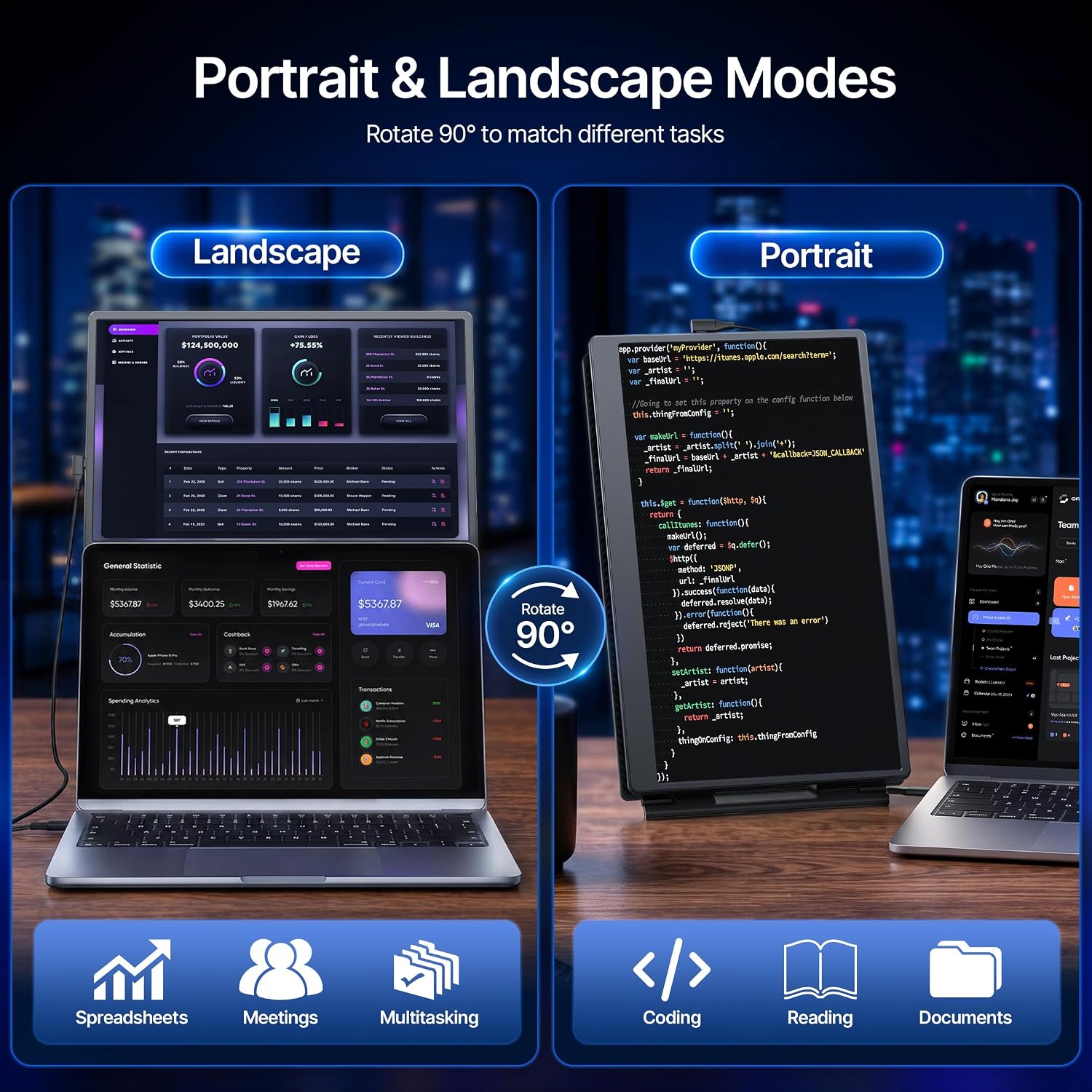 Detalle de Anyking S13 15.6-Inch Portable Monitor Extender, FHD IPS, 5 Display Modes