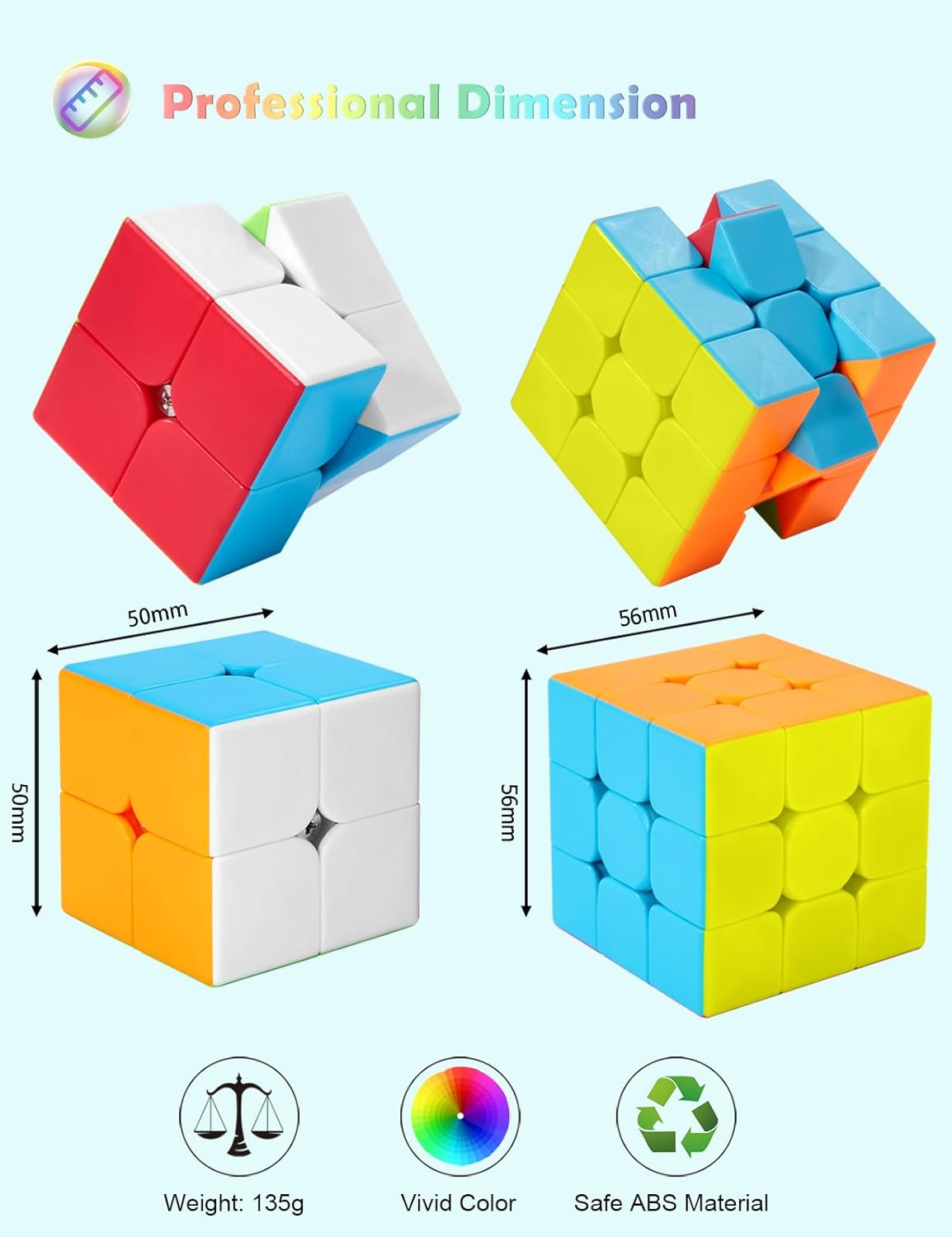 Thumbnail 1 de ROXENDA Speed Cube Set (2x2 & 3x3) stickerless fast cubes with English instructions