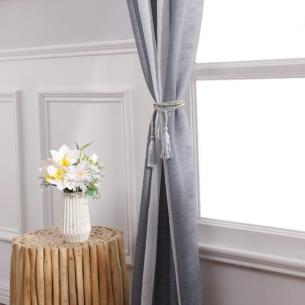 Detalle 1 de MIULEE Cortinas Modernas Rayas Blanco y Gris 🌈