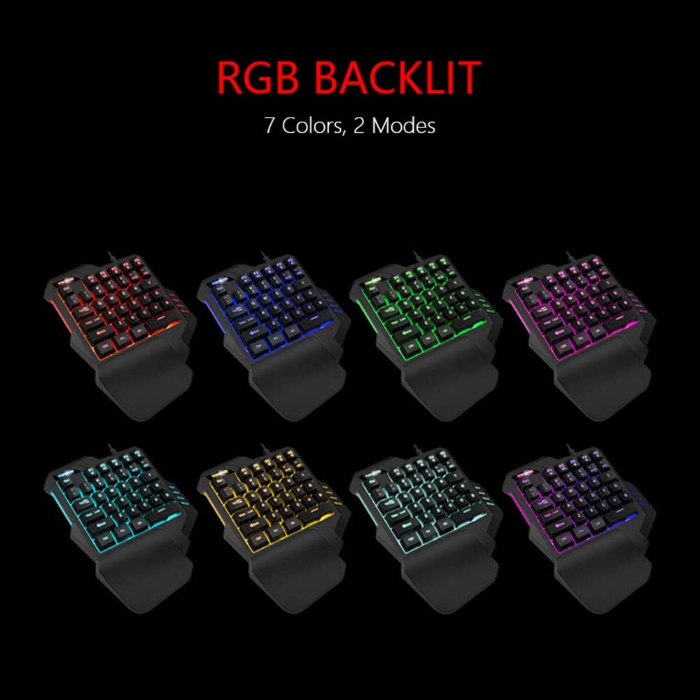 Thumbnail 1 de RedThunder Einhand-Gaming-Tastatur mit RGB-Hintergrundbeleuchtung und Makro-Tasten (35 Tasten)