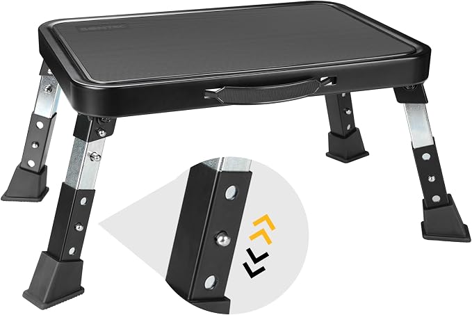 Detalle de BONTEC Taburete Plegable 3 Niveles 🪜, Plataforma Antideslizante
