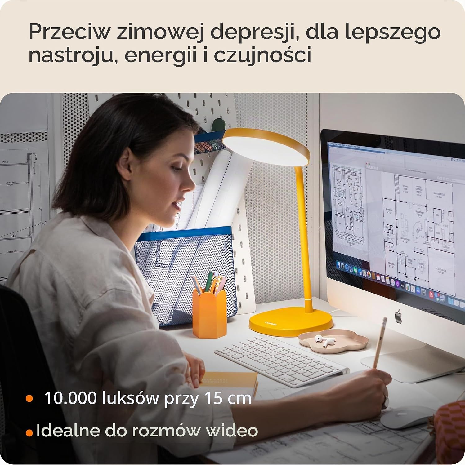 Thumbnail 6 de Lumie NDLTE-000Y Task – regulowana lampa biurkowa LED, żółta, 10 000 luksów