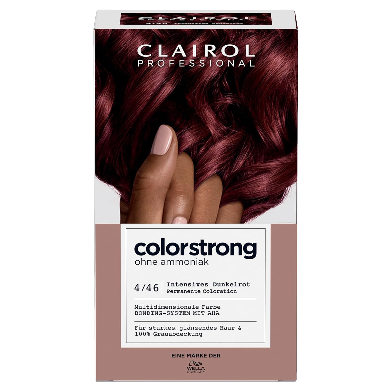 Detalle de CLAIROL PROFESSIONAL colorstrong Dauerhafte Haarfarbe – 4/46 Intensives Dunkelrot (ohne Ammoniak) mit AHA-Bonding-System