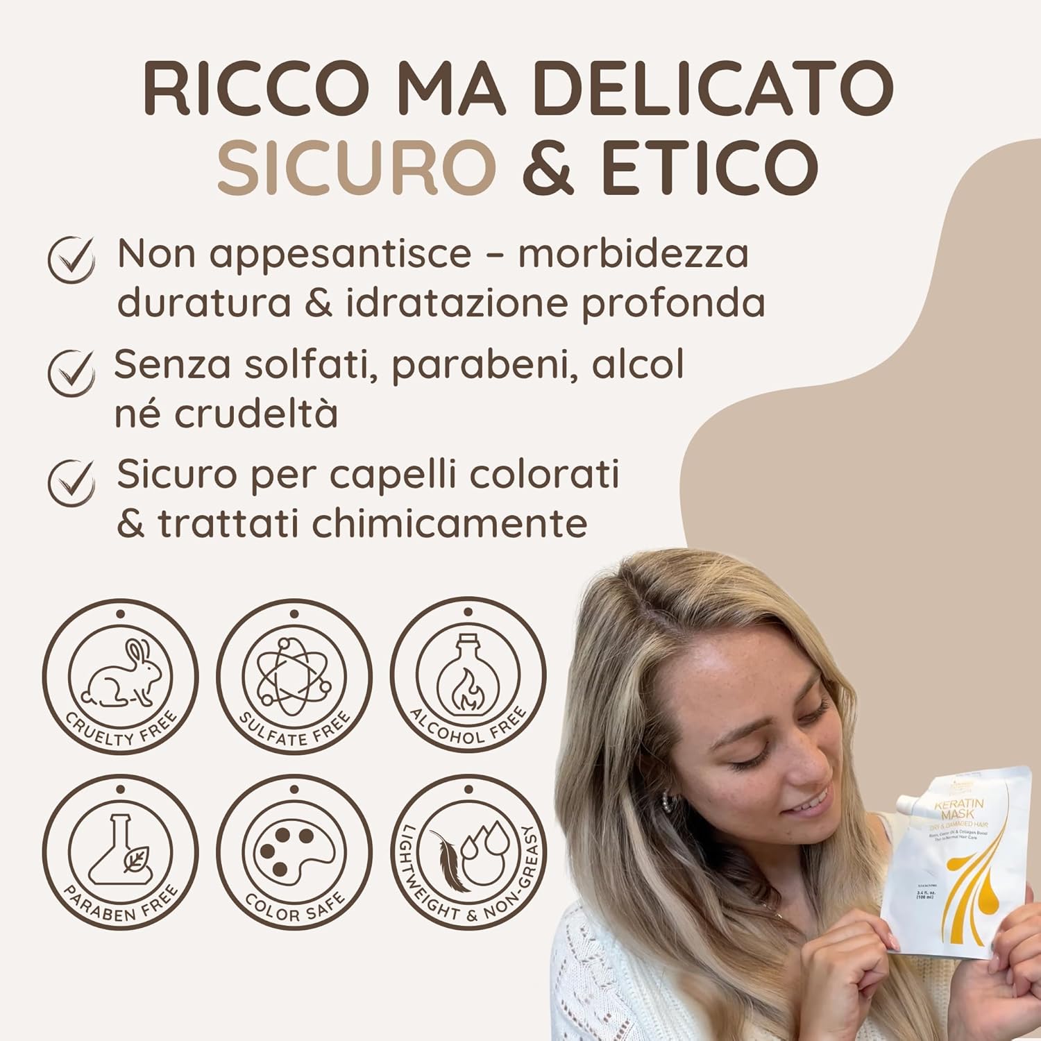 Thumbnail 5 de Vitamins Keratin Mask per Capelli alla Cheratina – Balsamo 2 in 1 per Capelli Danneggiati e Sottili