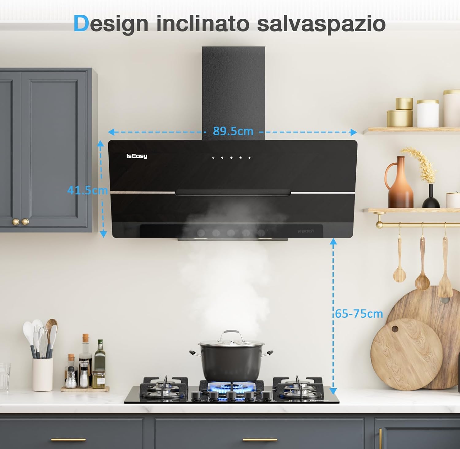 Thumbnail 1 de IsEasy cappa aspirante 90 cm con scarico/ricircolo, touch e 578 m³/h