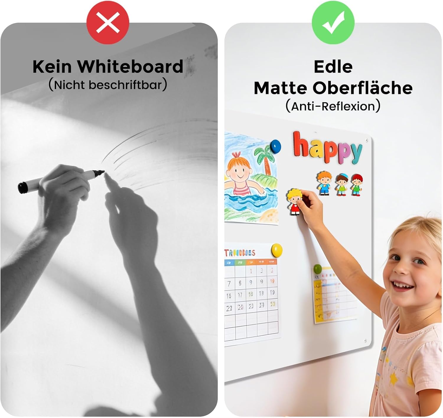 Thumbnail 3 de Qiytecno Magnettafel 40x60 cm – Nur Für Magnete, Weiß, Matt Pulverbeschichtet