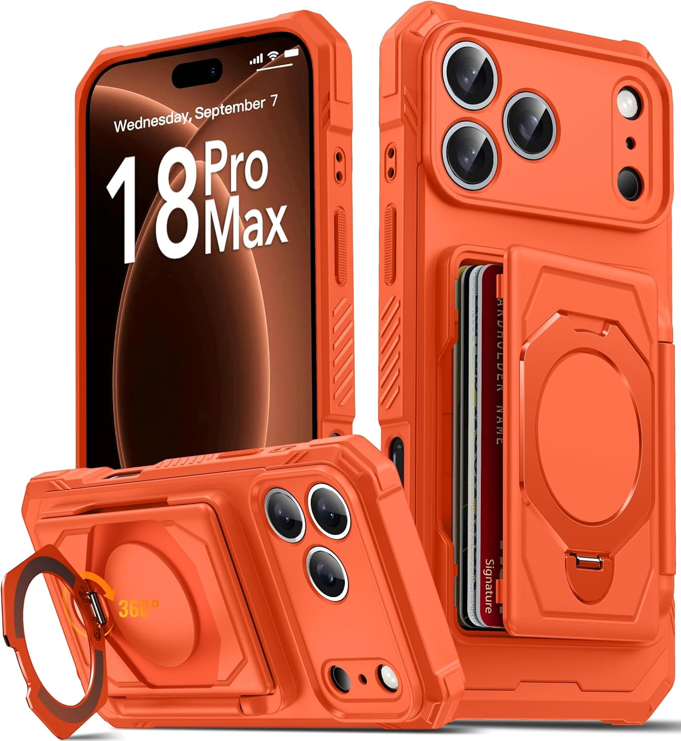 Detalle de Oterkin Wallet Case for iPhone 18 Pro Max with 360° Stand and RFID Blocking