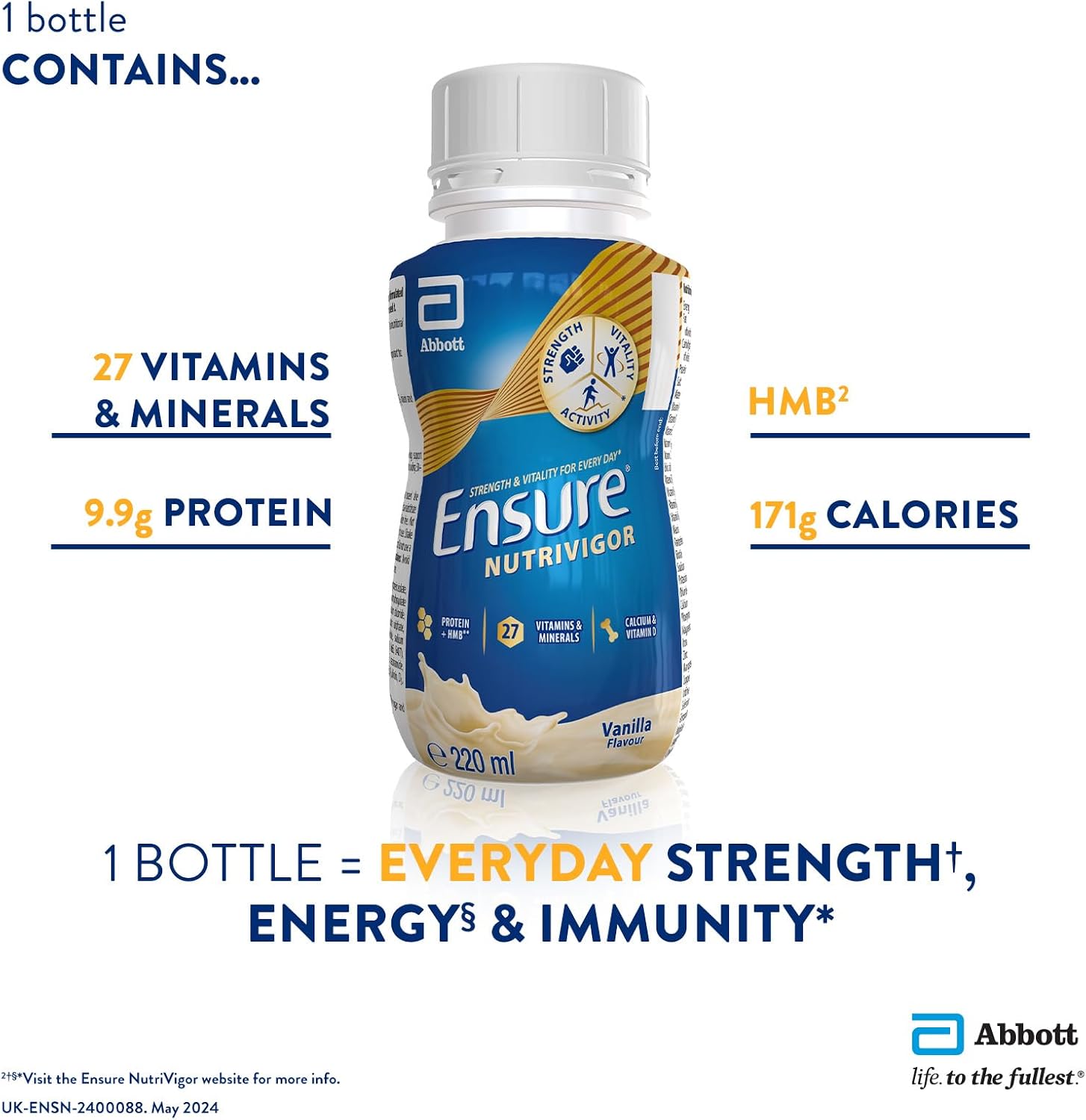 Detalle 2 de Ensure NutriVigor Vanilla Shake – 8x220ml nutritional supplement