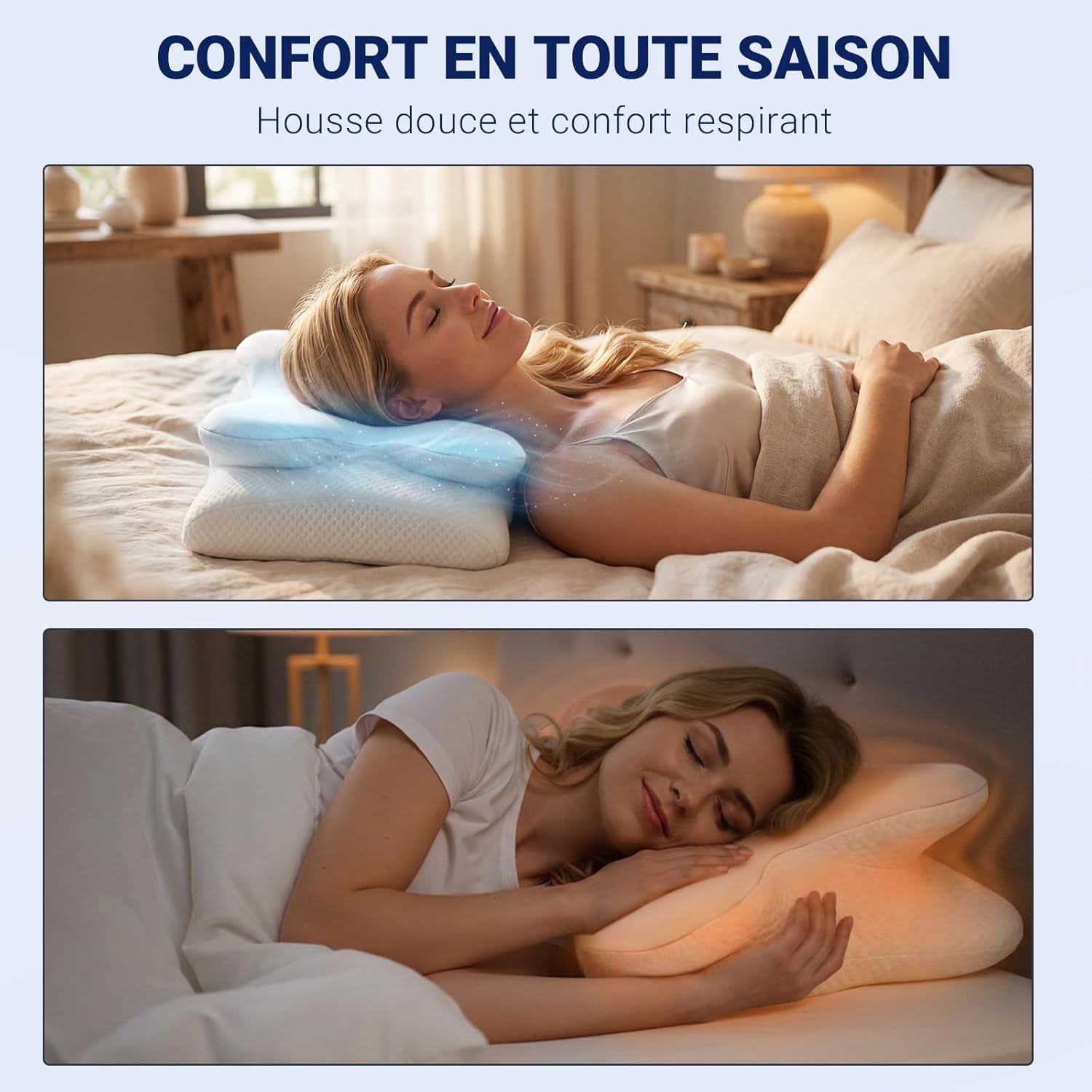 Detalle de COSYLAND Oreiller de Nuque en Mousse à Mémoire de Forme – Soutien ergonomique pour dormir sur le côté et le dos