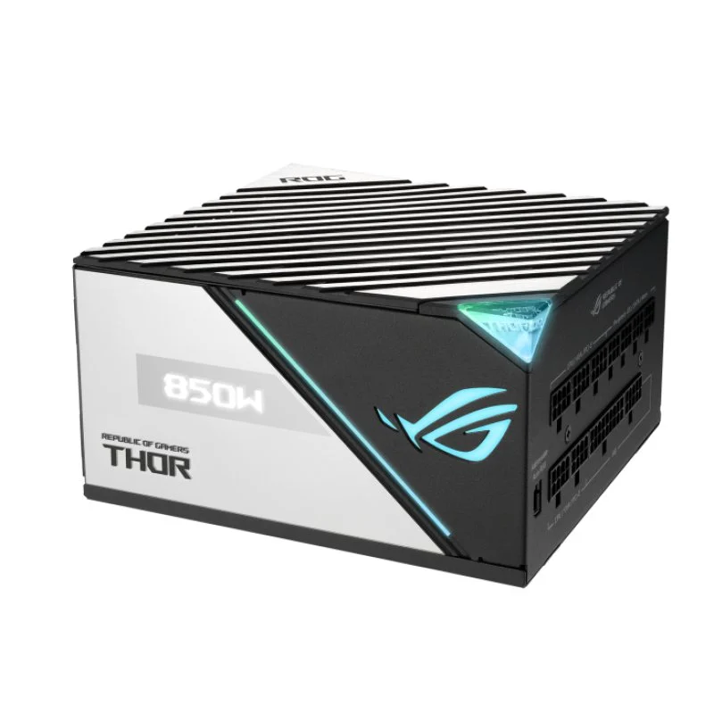Detalle de ASUS ROG Thor 850P2: fuente modular de 850 W con certificación 80 Plus Platinum y OLED