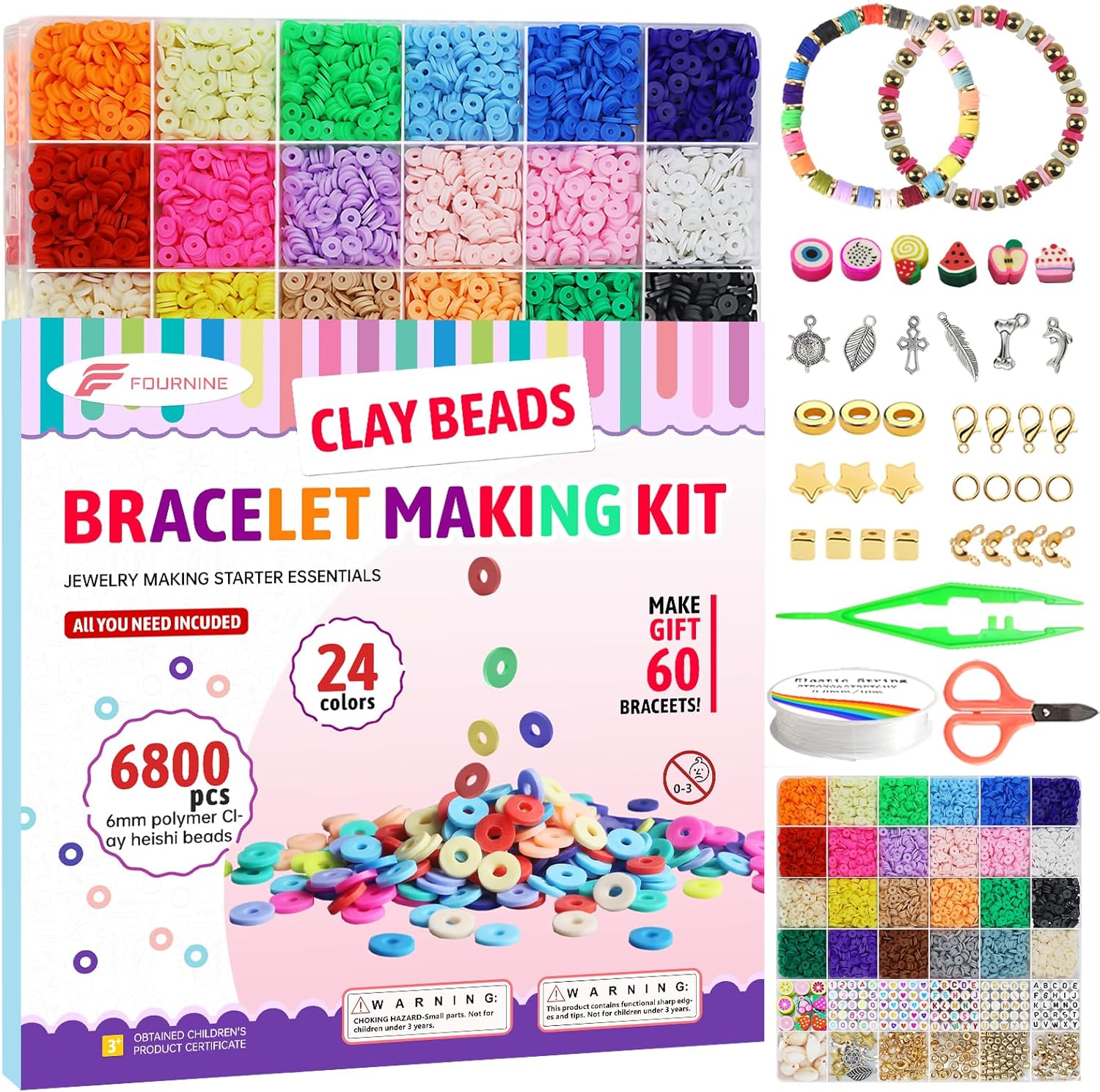 Thumbnail 1 de Fournine 6800 Pcs Clay Beads DIY Bracelet Kit 🎨