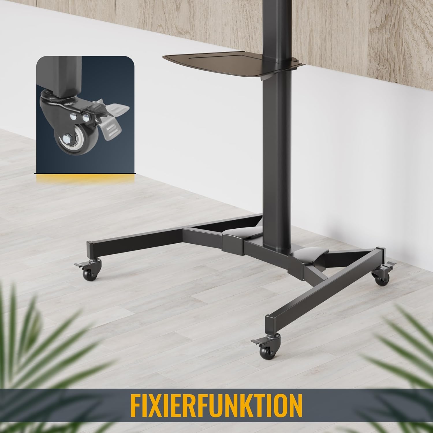 Detalle 2 de RICOO TV Ständer Rollbar FS0364 für 40–85 Zoll: höhenverstellbar, dreh- und neigbar (VESA bis 600x400)