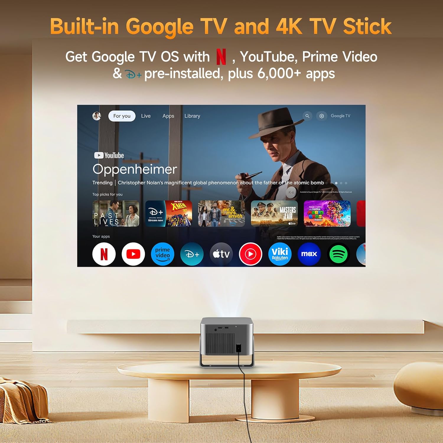 Thumbnail 1 de Alwtniet Proiettore 4K con Google TV: intrattenimento da casa in 1080p nativo, corto raggio e autofocus 6D