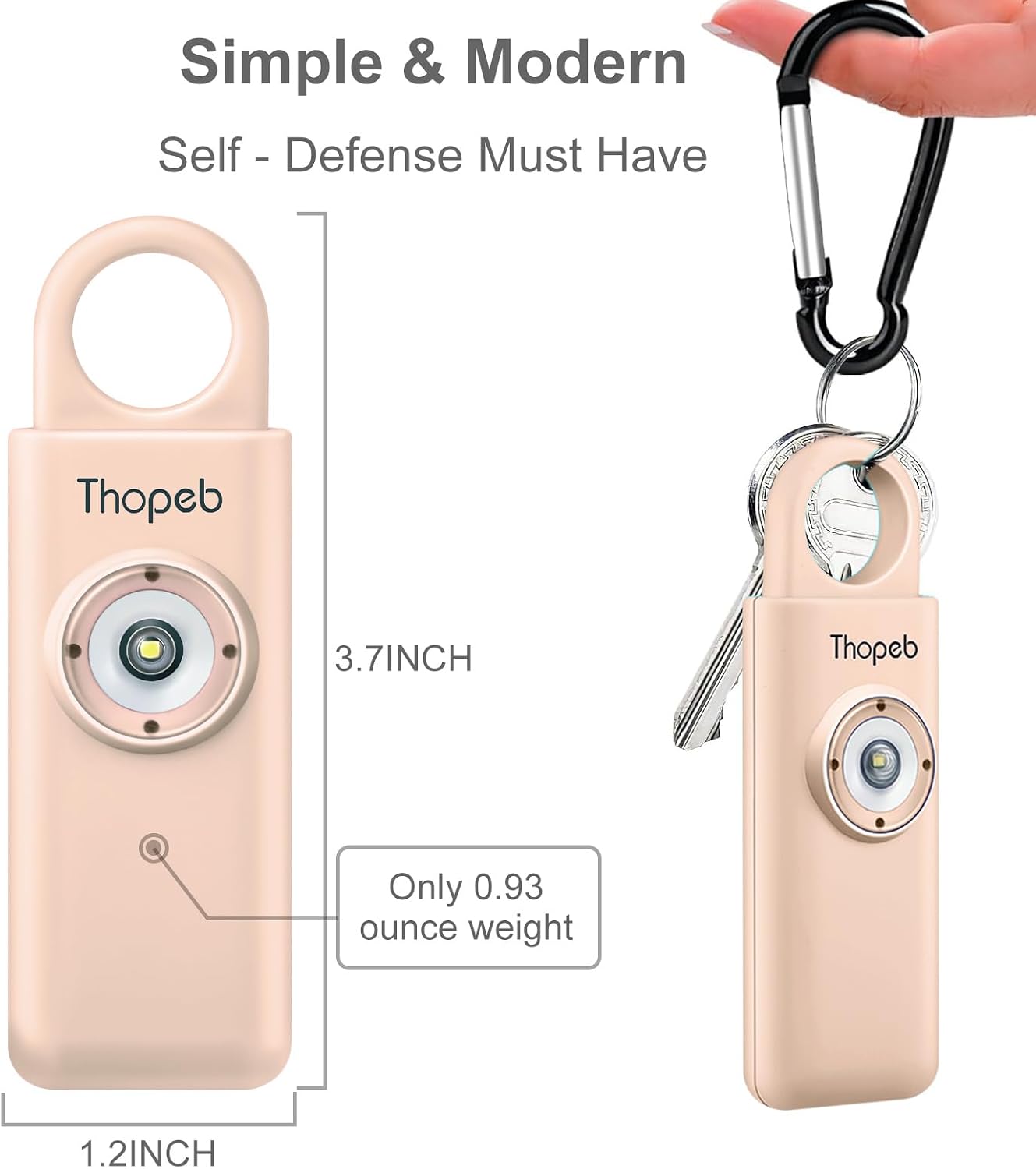 Detalle de Thopeb Personal Alarm Schlüsselanhänger für Frauen – extra laute Sirene & Stroboskoplicht