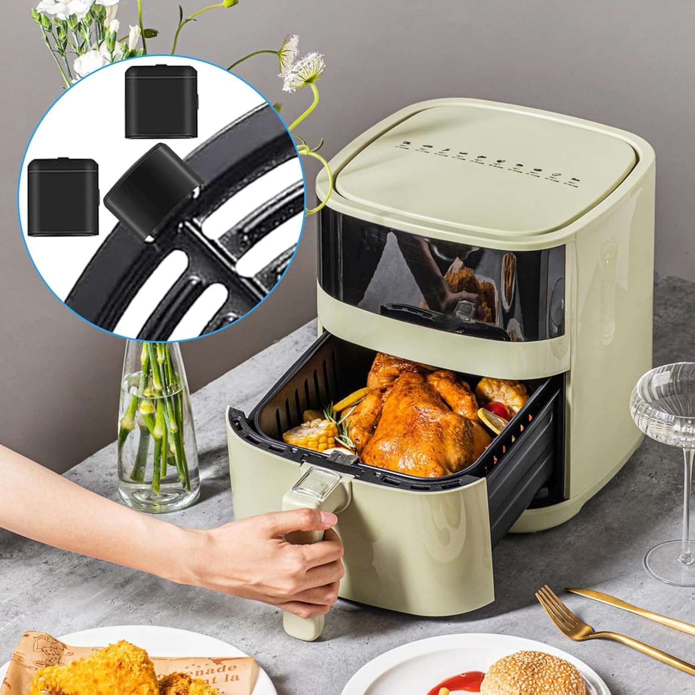 Detalle de Bessy shop Luftfritteuse Gummipuffer – 30 silikonene Gummifüße zum Schutz und Stabilisieren
