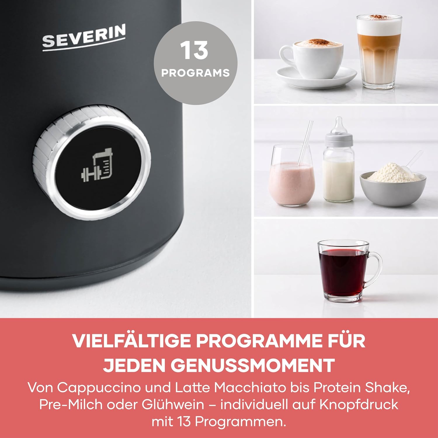 Thumbnail 6 de SEVERIN SPUMA 700 Plus Induktions-Milchaufschäumer – 13 Programme, OLED-Display, Barista-Qualität