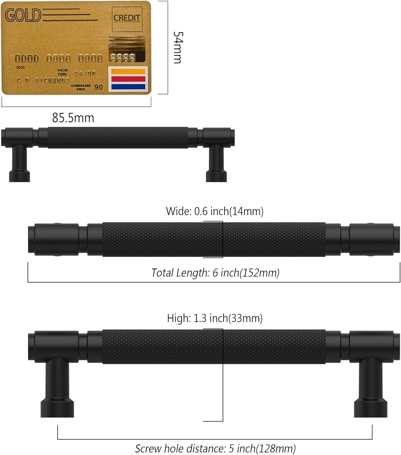 Detalle de Amerdeco 10 Pack Matte Black Knurled Cabinet Pulls (5 Inch) AM032
