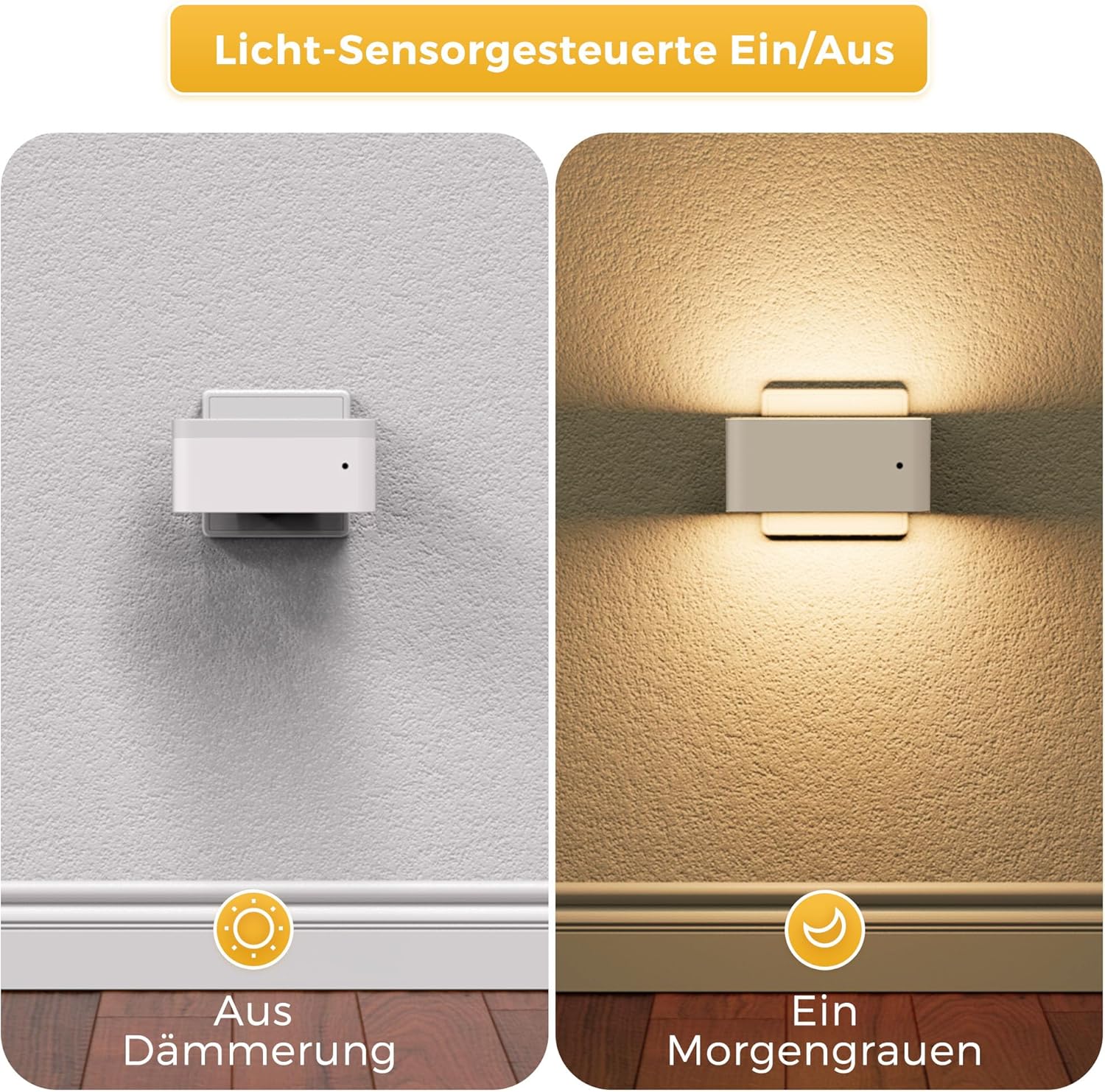 Thumbnail 1 de LOHAS-LED Nachtlicht mit Lichtsensor 2er-Set | Warmweiß 3000K, dimmbar, 0–100 lm, Dämmerungssensor